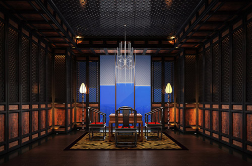 深邃內斂的中式設計特色茶樓會所