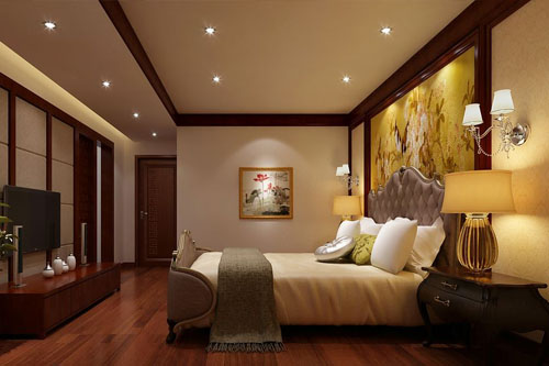 臥室地板的顏色的運(yùn)用和整個房間的氛圍很協(xié)調(diào)