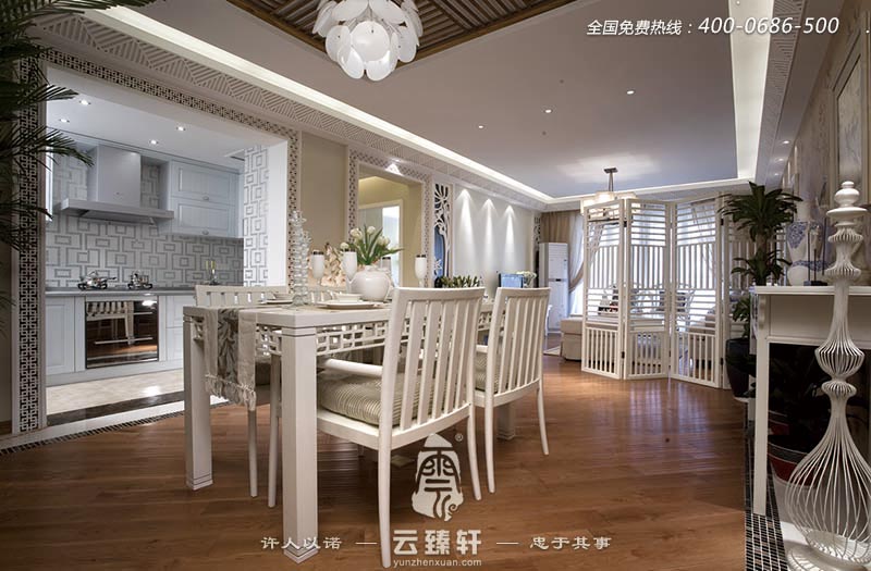 柔美雅致新中式餐廳設(shè)計(jì)裝修案例