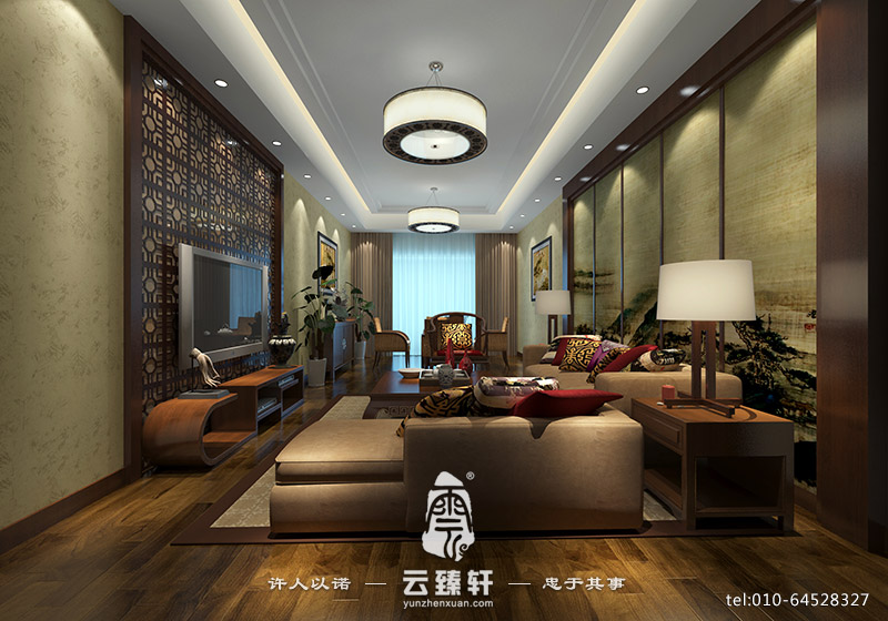 中式客廳窗簾裝修