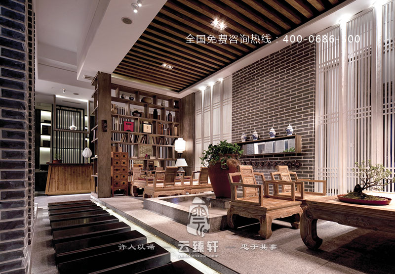 徽派風格的茶文化會所裝修效果圖
