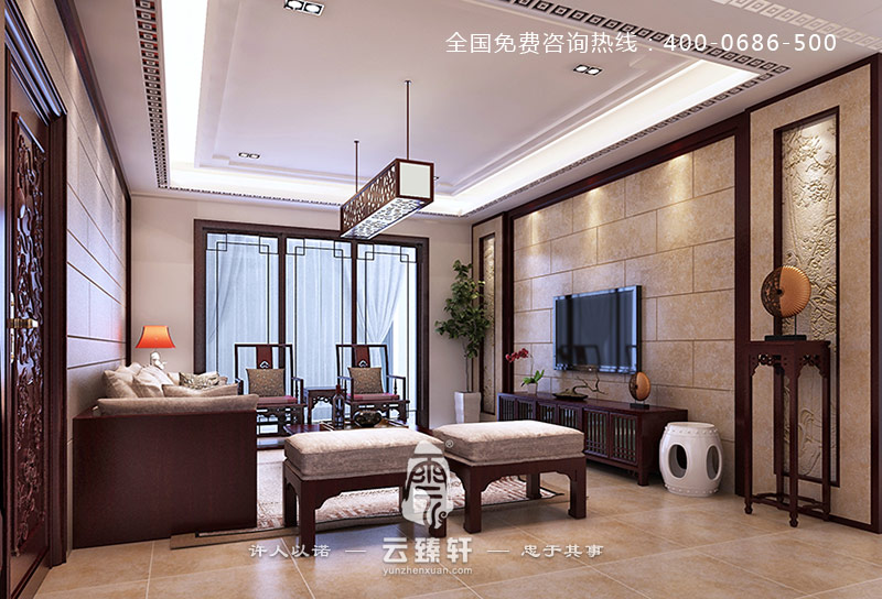 看似簡約的新中式客廳裝修效果圖