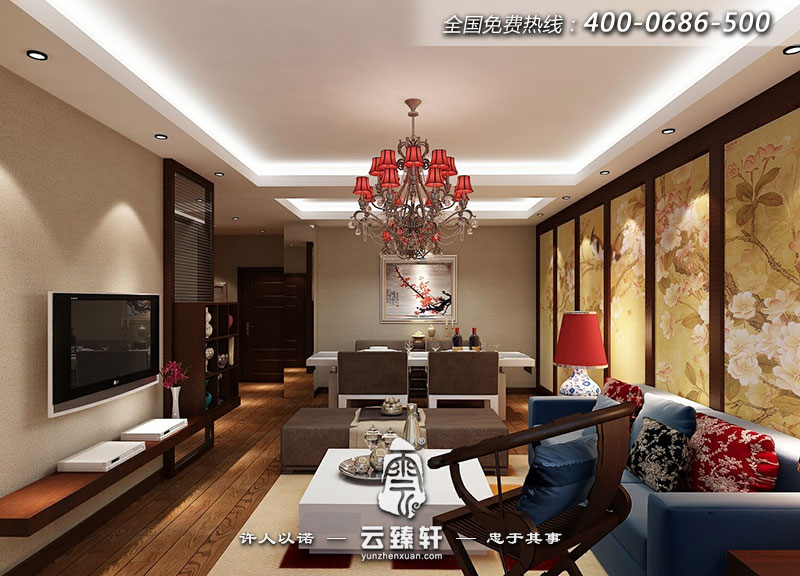 中式客廳屏風(fēng)效果圖