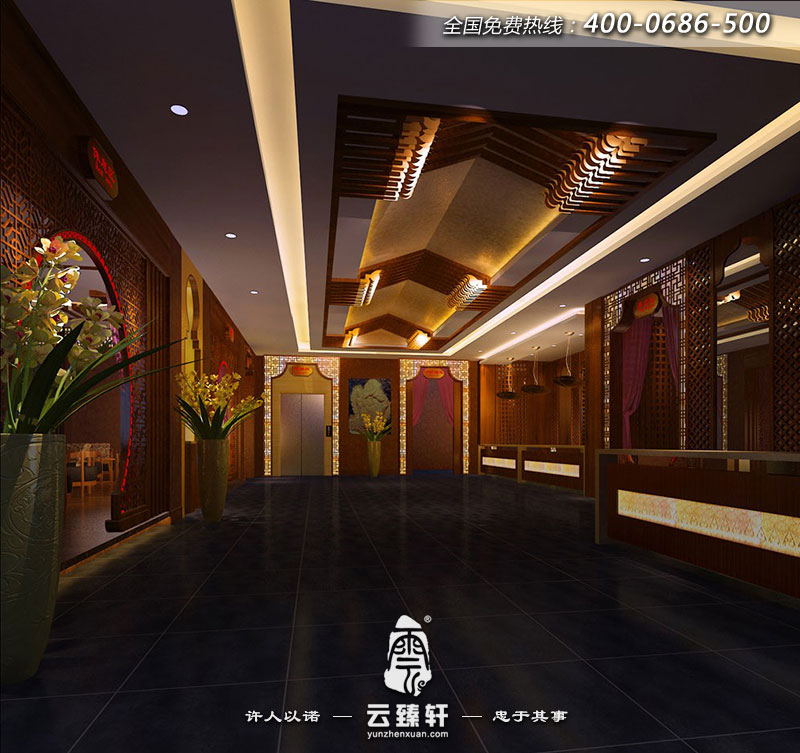 會所大堂的一個視角格調高雅、沉重、內斂