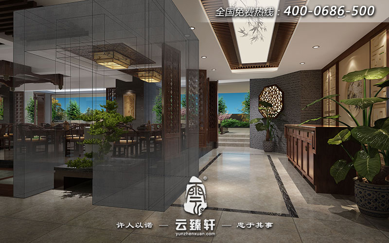 茶樓大廳廊道裝修效果圖