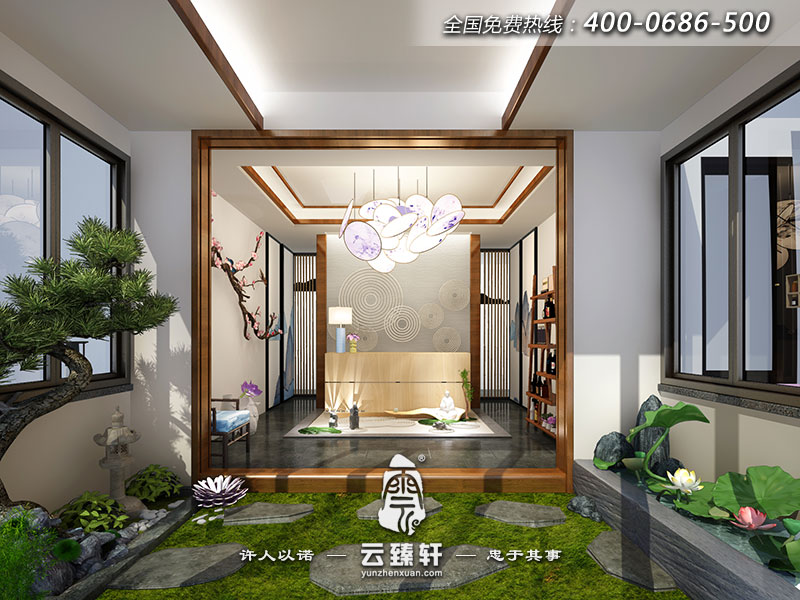 美容會(huì)所的前臺(tái)大廳的設(shè)計(jì)效果圖