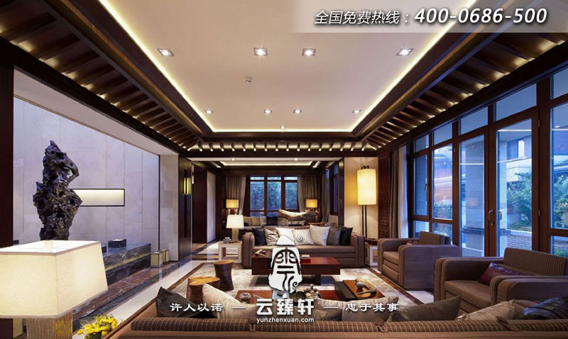 現代中式別墅客廳裝修圖片