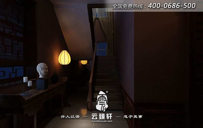 古典中式樓梯口的玄關(guān)