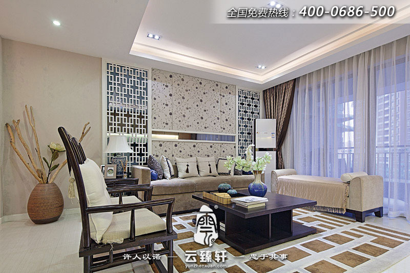 簡(jiǎn)約素雅中式設(shè)計(jì)樣板房效果圖