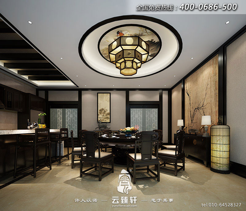 三室兩廳中式餐廳樣板間裝修效果圖