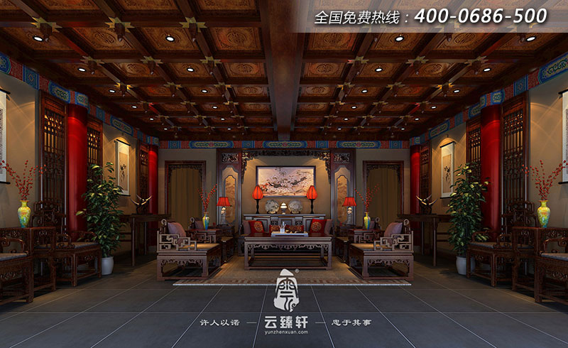 益陽四合院中堂設計效果圖