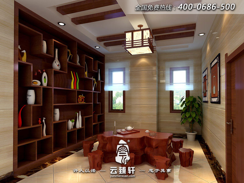 現代中式設計茶室圖片