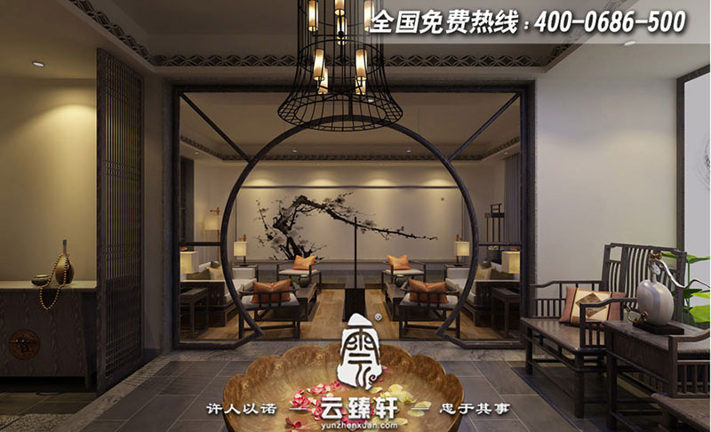 高端茶會(huì)會(huì)所室內(nèi)古韻雅致效果圖