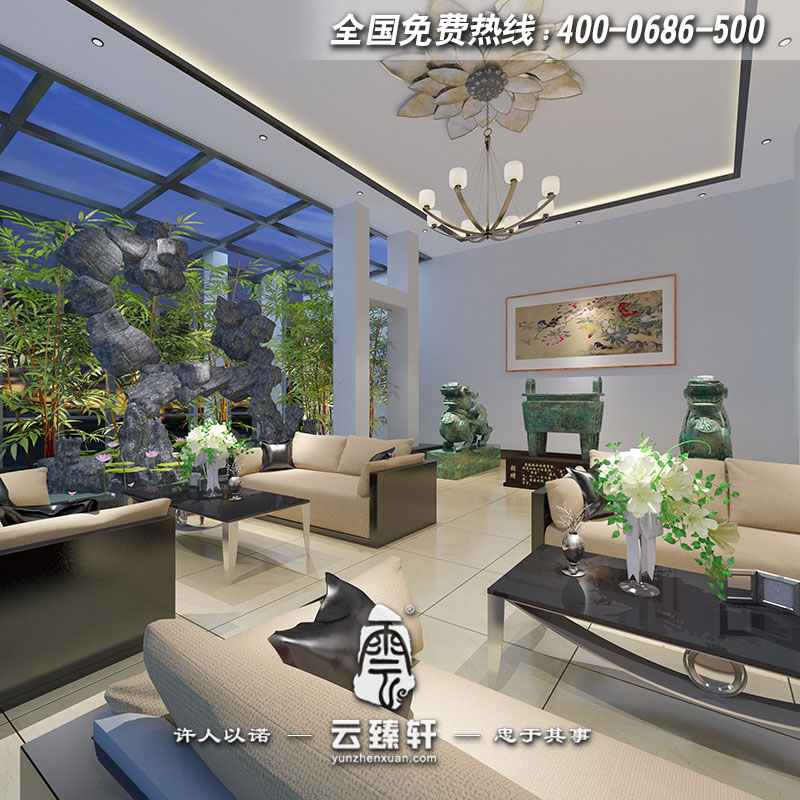 中式展廳接待室設計效果圖