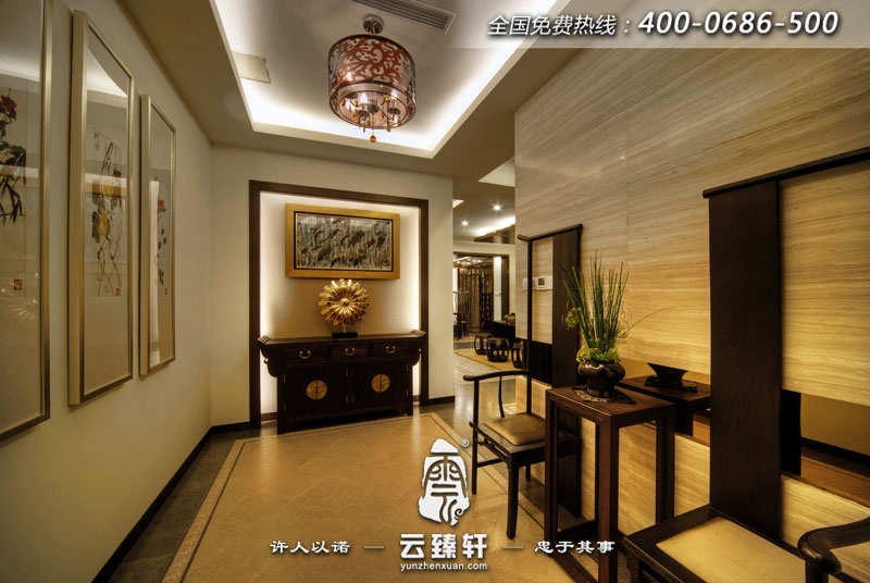 中式玄關(guān)風(fēng)水山水畫(huà)效果圖