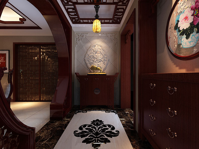 簡中式設(shè)計玄關(guān)效果圖