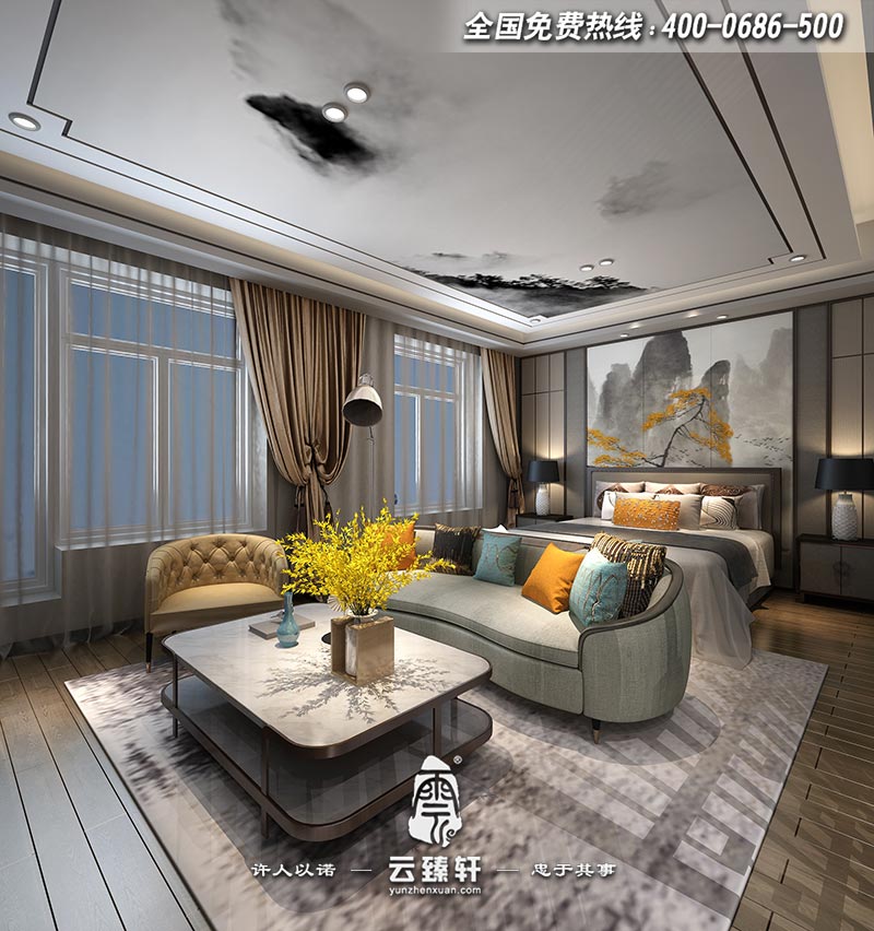 極簡中式主臥室設(shè)計效果圖