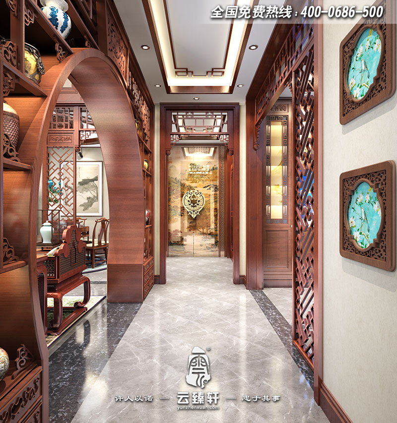 天津中式別墅過(guò)道裝修效果圖