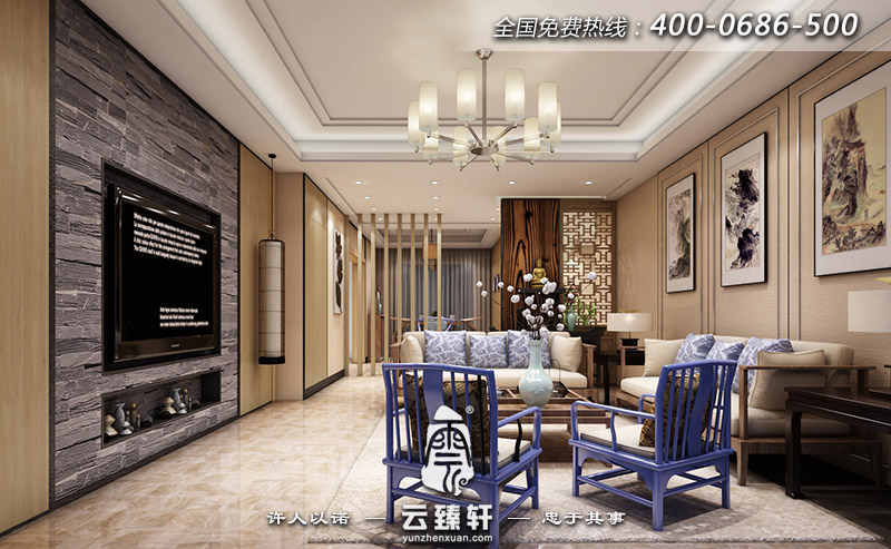 北京現代中式客廳裝修效果圖