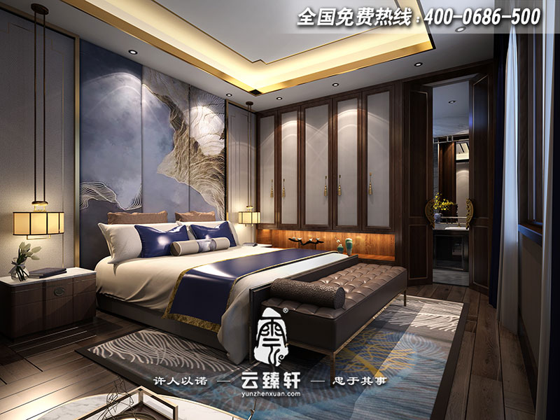 新中式會(huì)所休息區(qū)臥房設(shè)計(jì)效果圖