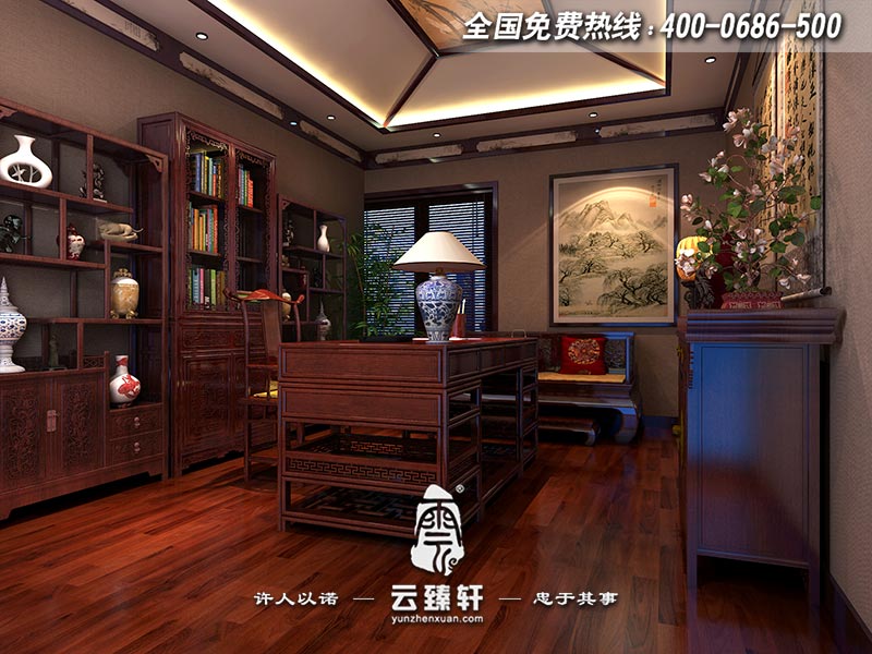 中式會所書房設(shè)計效果圖