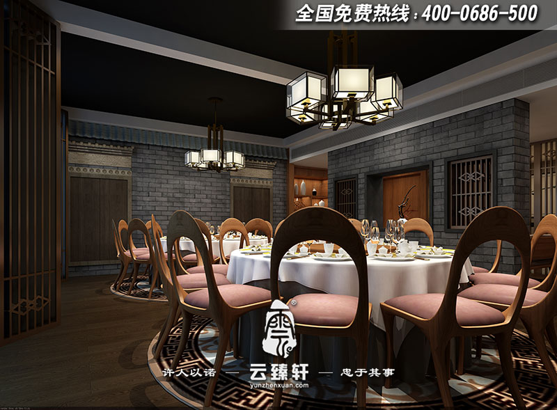 中式會所餐廳包間設(shè)計效果圖