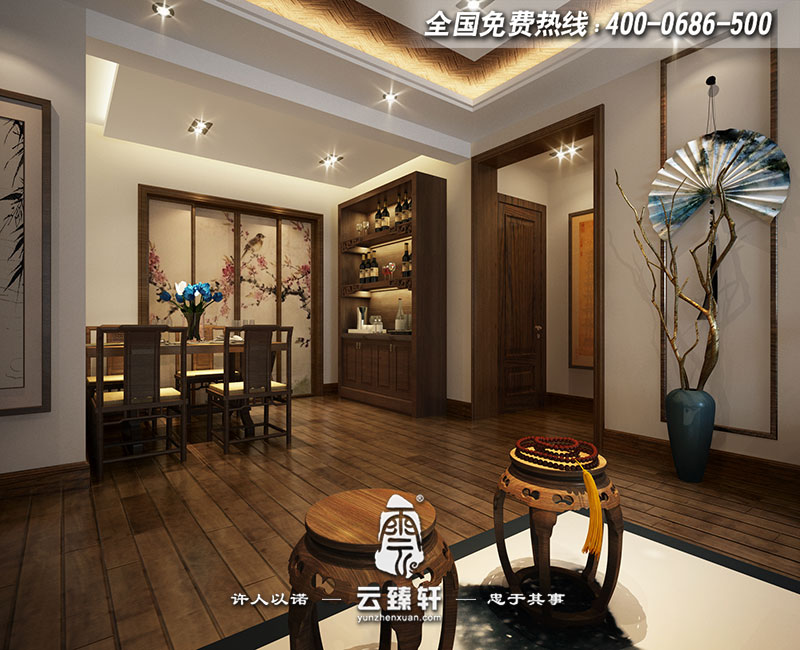 極簡(jiǎn)中式設(shè)計(jì)餐廳效果圖